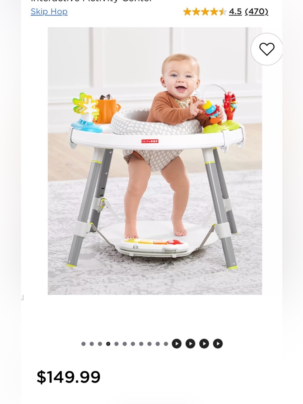 Fisher-Price Gray & White Activity Walker with Colorful Toy Tray